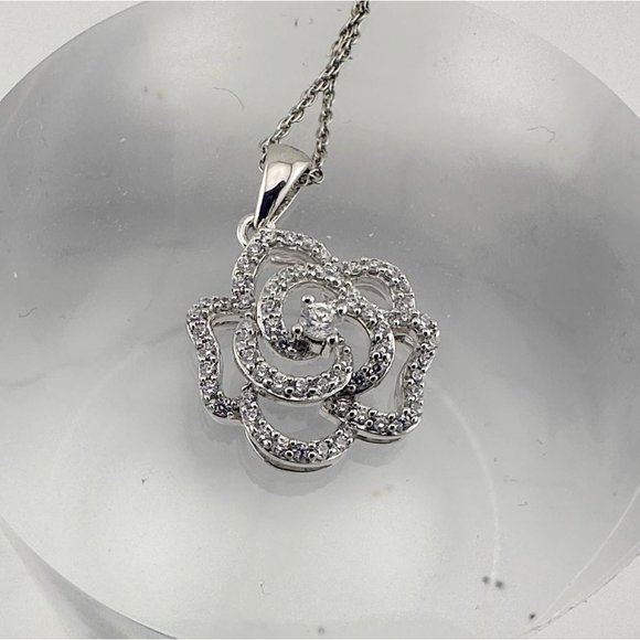 Shining White Sapphire Ring and Pendant Set - Sterling Silver with 18" Chain - Picture 4 of 14